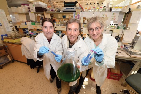 UNBC researchers Elizabeth Dunn, left, Stephen Rader and Martha Stark have found a new way to study gene splicing.