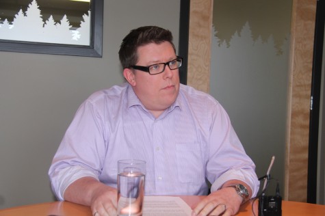 Sinclar Group Forest Products president Greg Stewart meets with the Prince George media Tuesday. Bill PHILLIPS/Free Press