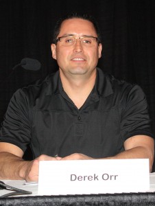 McLeod Lake Indian Band Chief Derek Orr speaks at the Council of Forest Industries Convention in Prince George Wednesday. Bill PHILLIPS/Free Press
